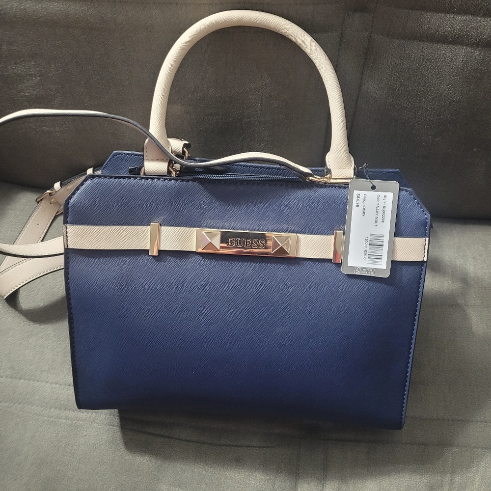Guess NWT Dory Satchel Navy handbag